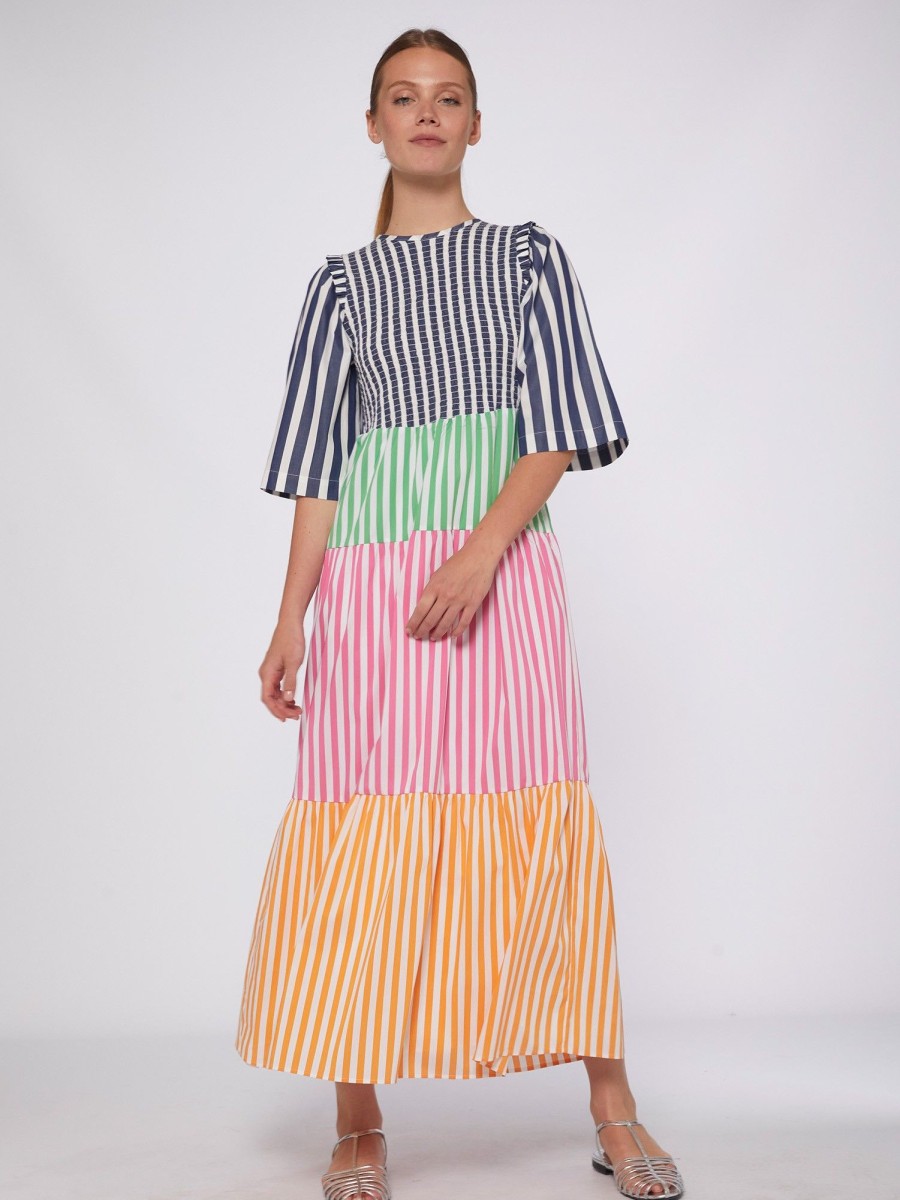 Vilagallo Dress Caila Poplin Stripes Dresses