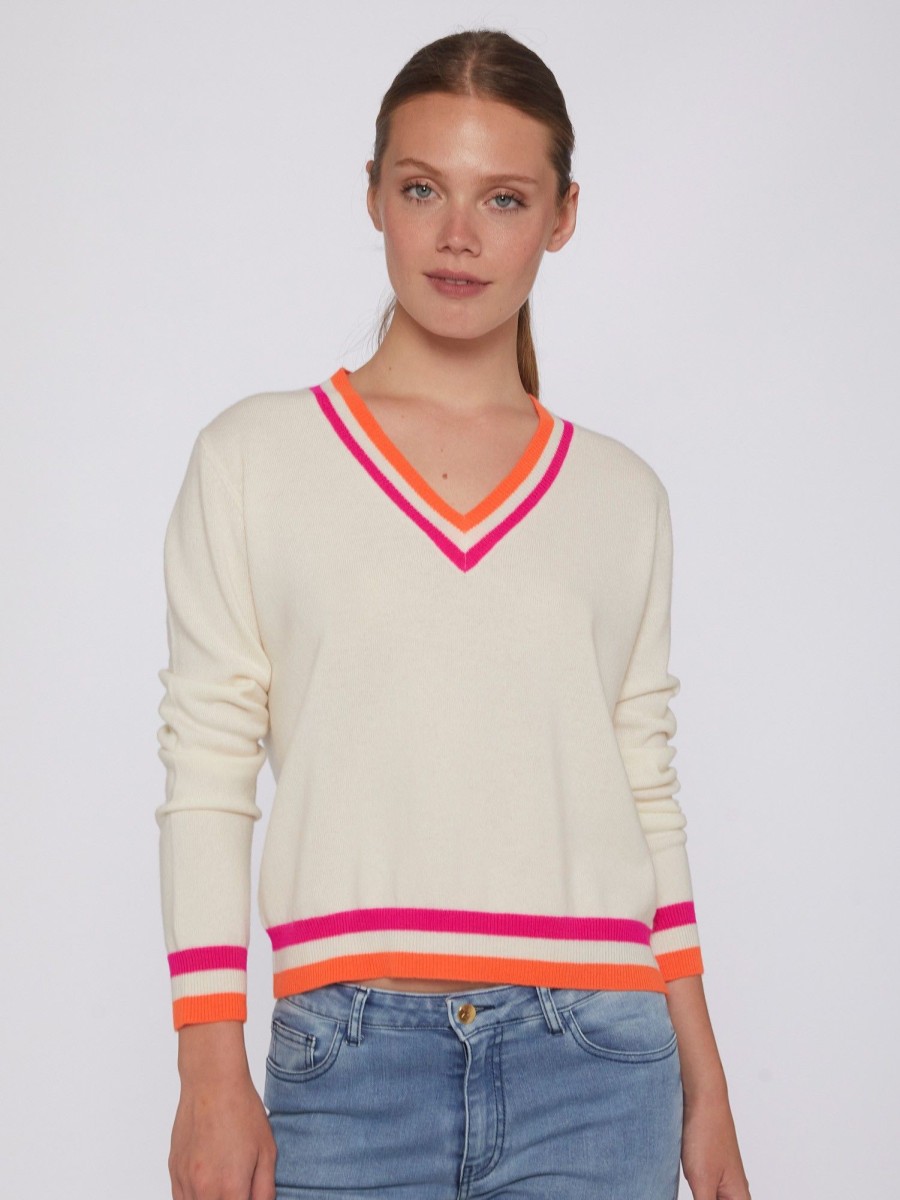 Vilagallo Knitwear Intarsia Pullover Ecru Knitwear