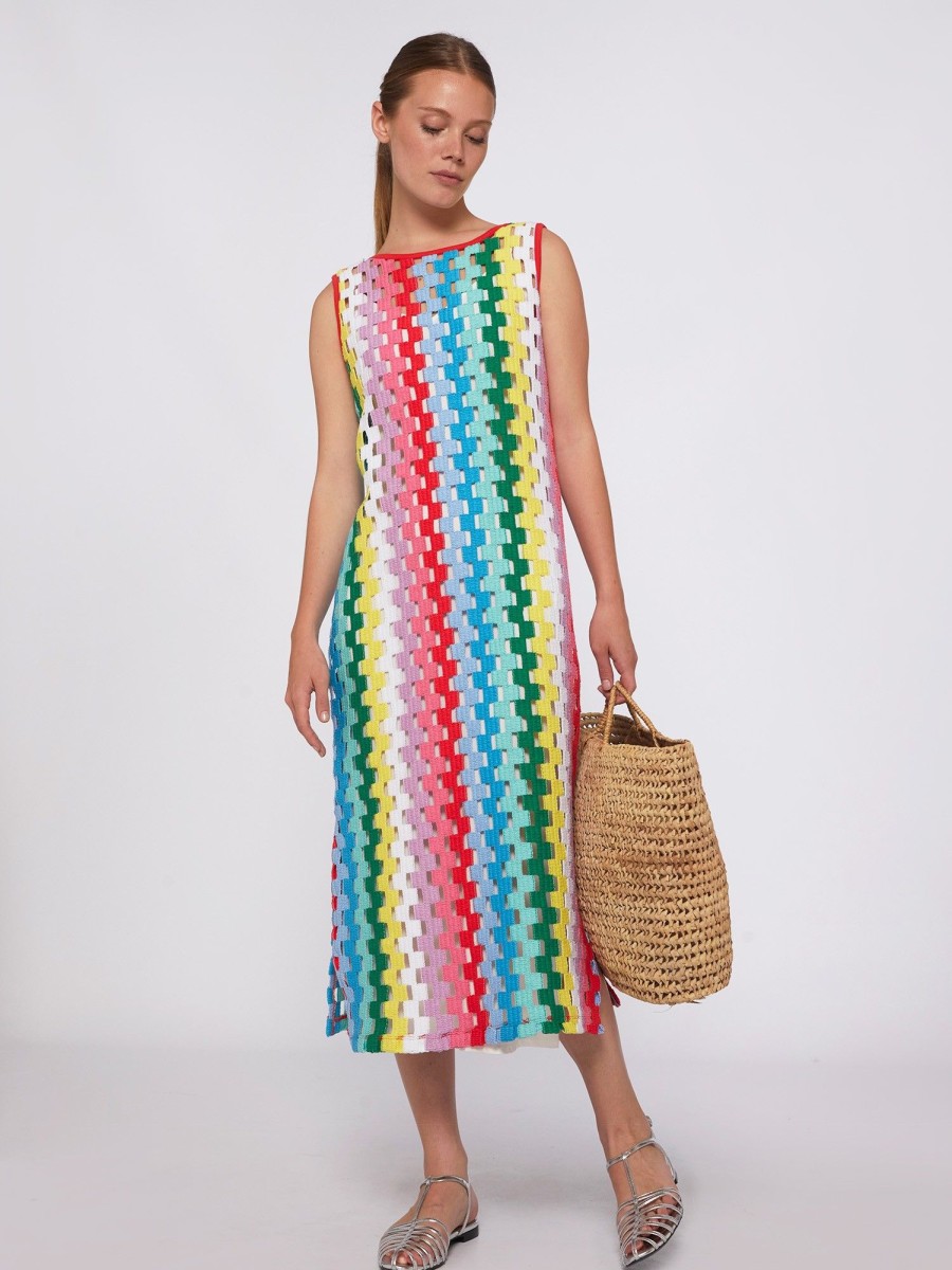 Vilagallo Dress Cindy Italian Multicolour Crochet Dresses