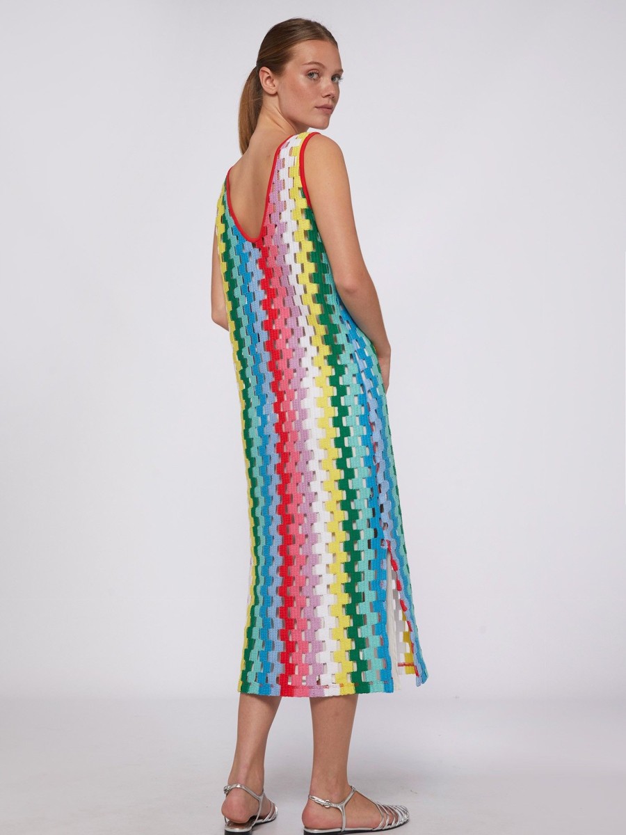 Vilagallo Dress Cindy Italian Multicolour Crochet Dresses