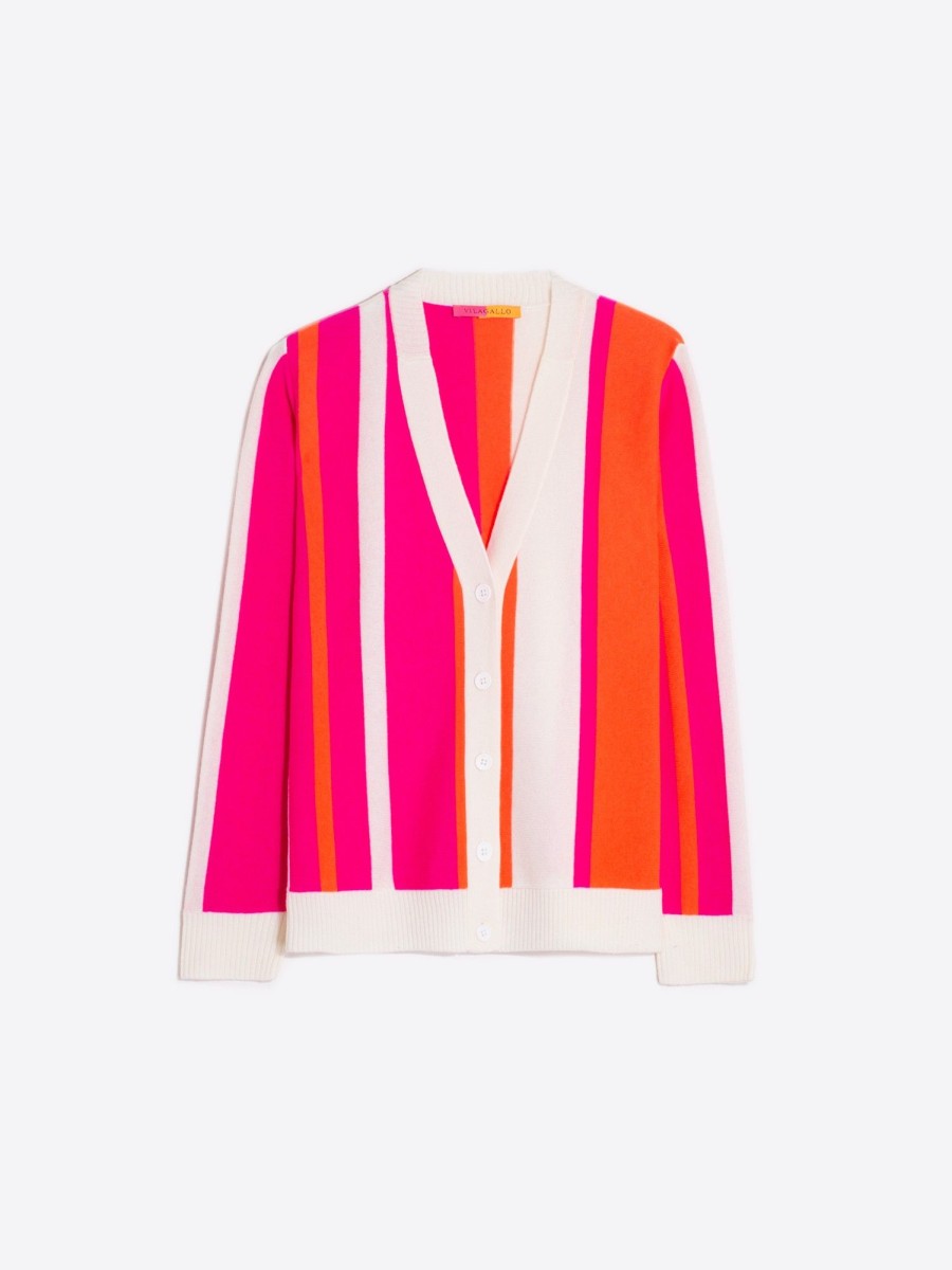 Vilagallo Knitwear Alina Stripes Pink&Orange Knitwear