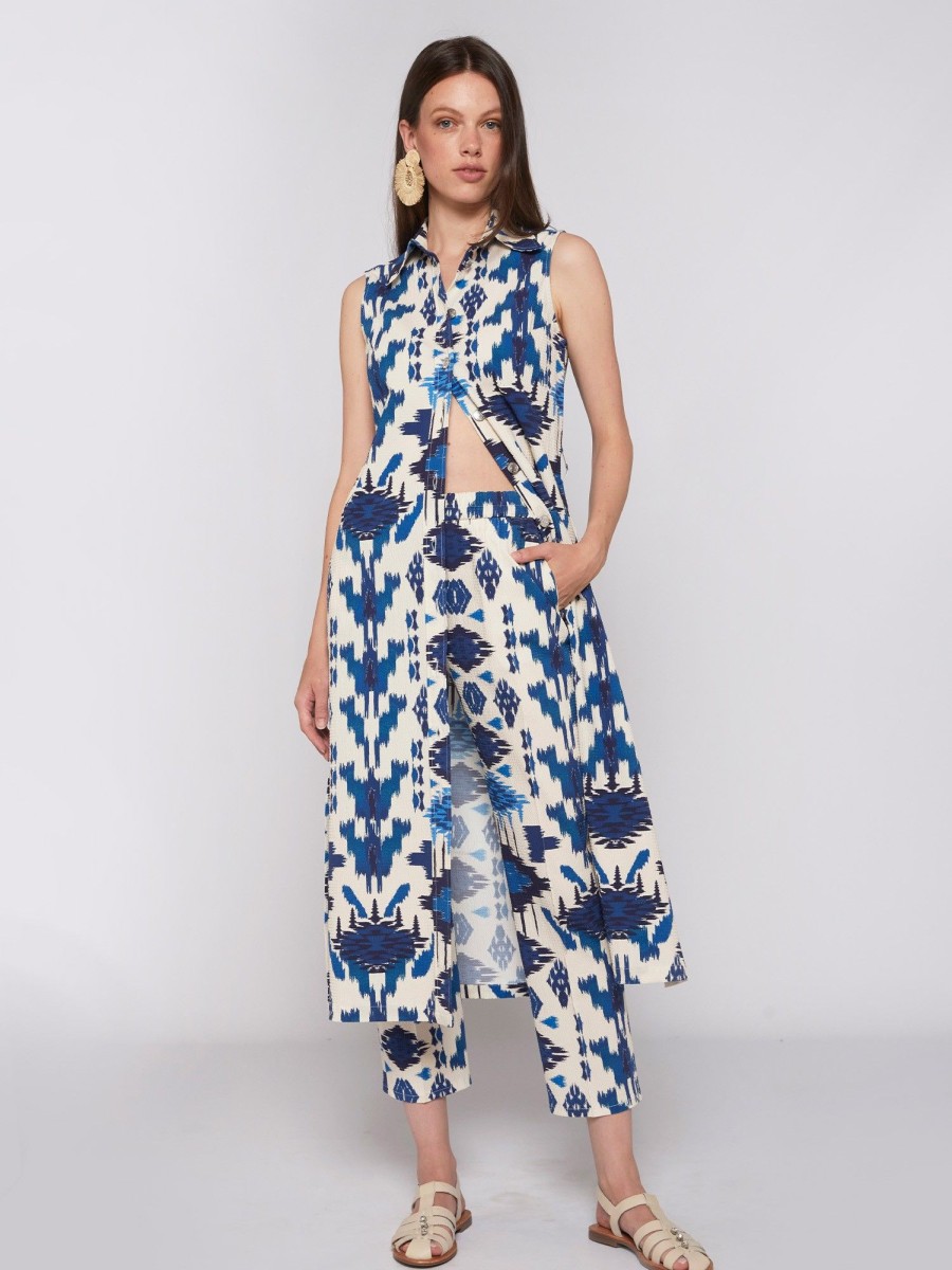 Vilagallo Dress Livia Ikat Blue Print Dresses