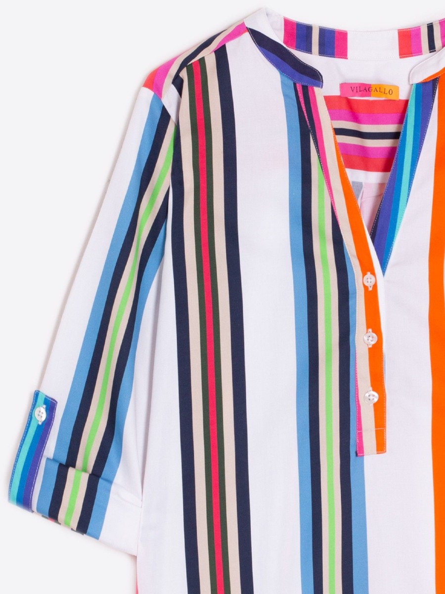 Vilagallo Shirt Francina Multicolor Cotton Stripe Shirts