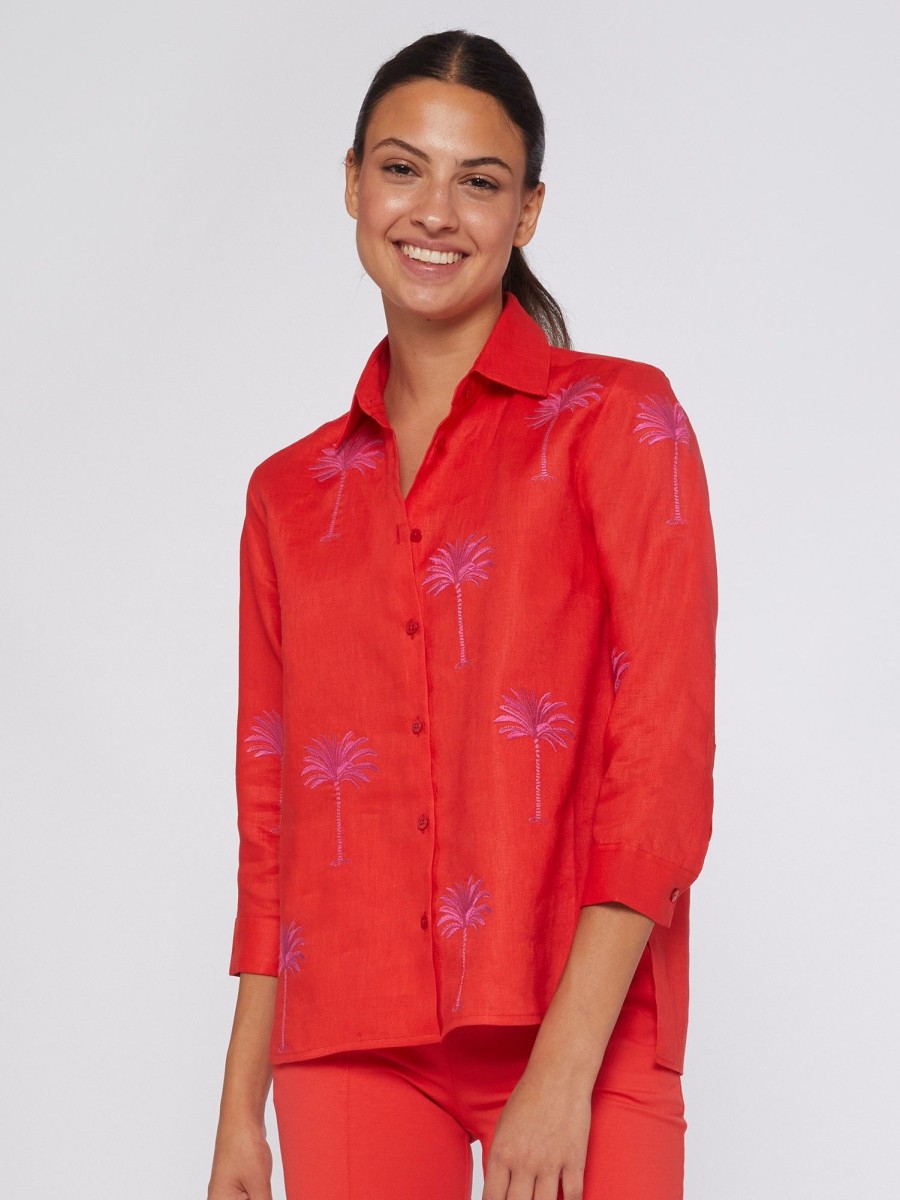 Vilagallo Shirt Sara Emb Coral Linen Shirts