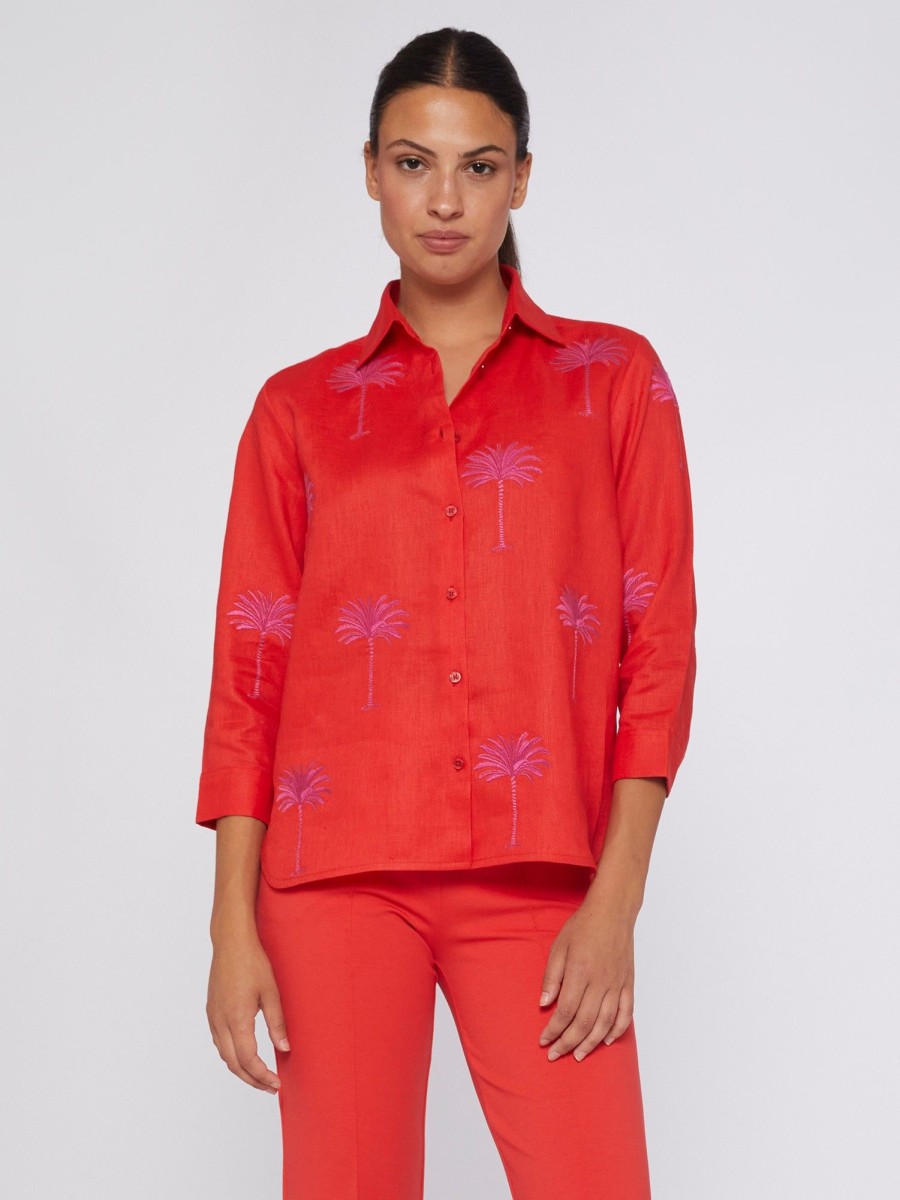 Vilagallo Shirt Sara Emb Coral Linen Shirts