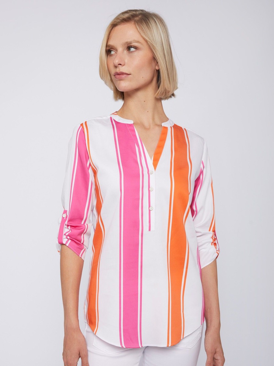 Vilagallo Shirt Francina Pink Orange Maxi Stripes Shirts