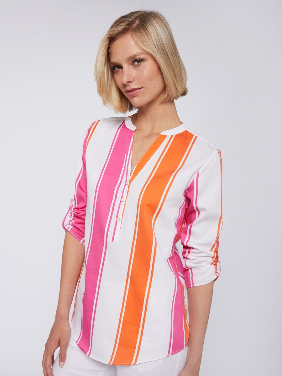 Vilagallo Shirt Francina Pink Orange Maxi Stripes Shirts