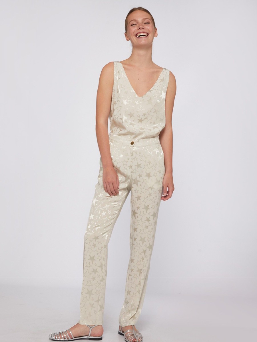 Vilagallo Trouser Tiffany Jacquard Ecru Star Trousers