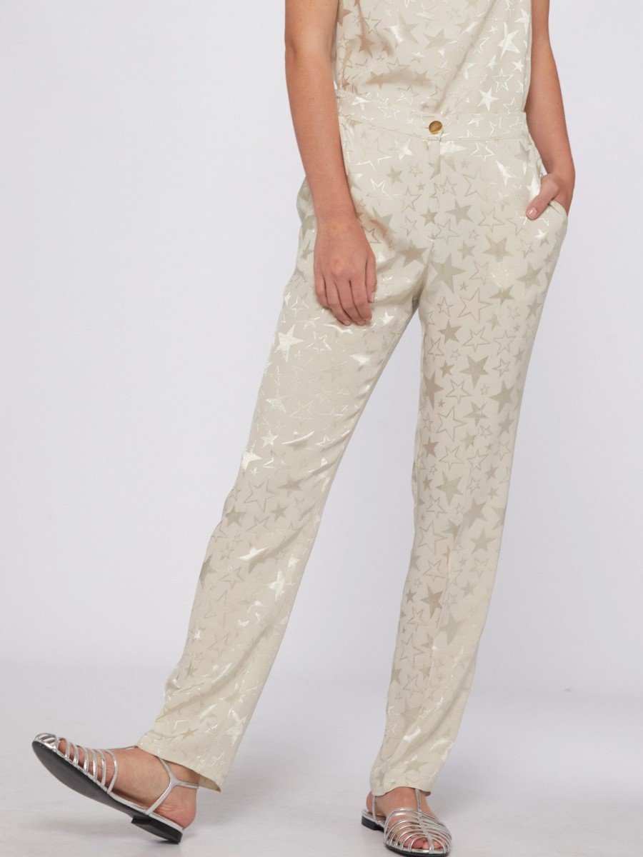 Vilagallo Trouser Tiffany Jacquard Ecru Star Trousers