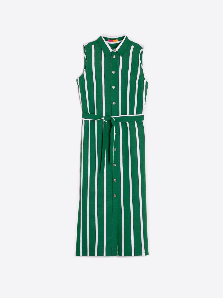 Vilagallo Dress Livia Ecru Green Stripes Dresses