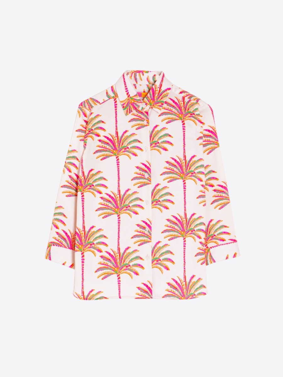 Vilagallo Shirt Sara Pink Palm Tree Print Shirts