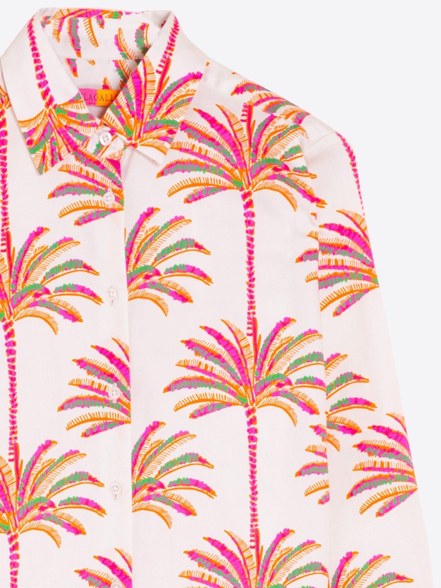 Vilagallo Shirt Sara Pink Palm Tree Print Shirts