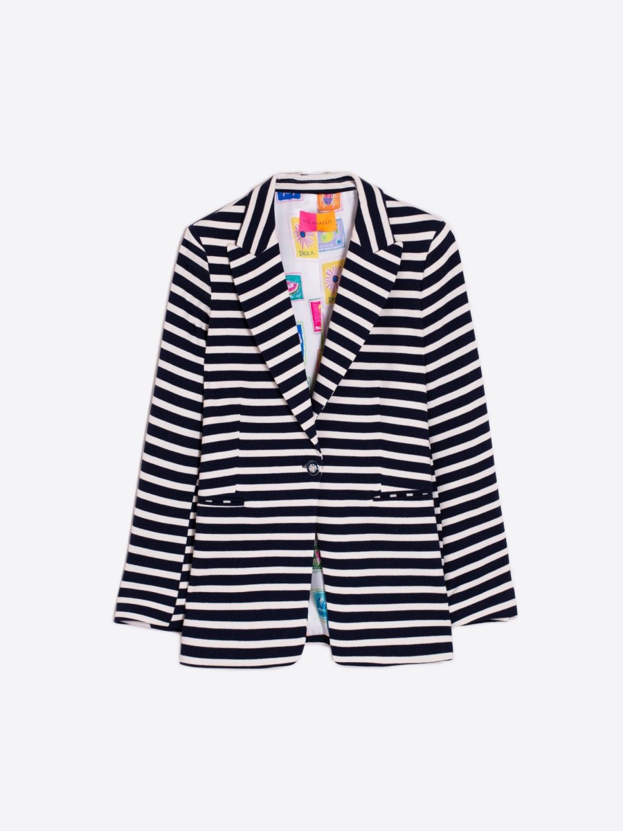 Vilagallo Jacket Sophia Blue Stripes Knit Jackets