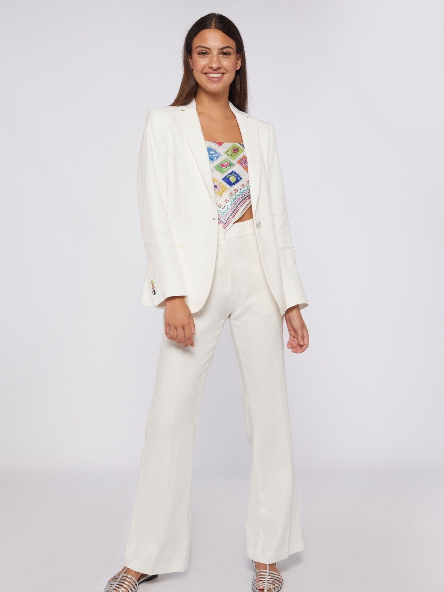 Vilagallo Trouser Veronica White Linen Cotton Trousers