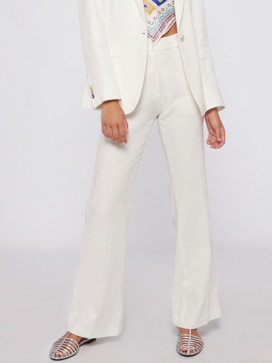 Vilagallo Trouser Veronica White Linen Cotton Trousers