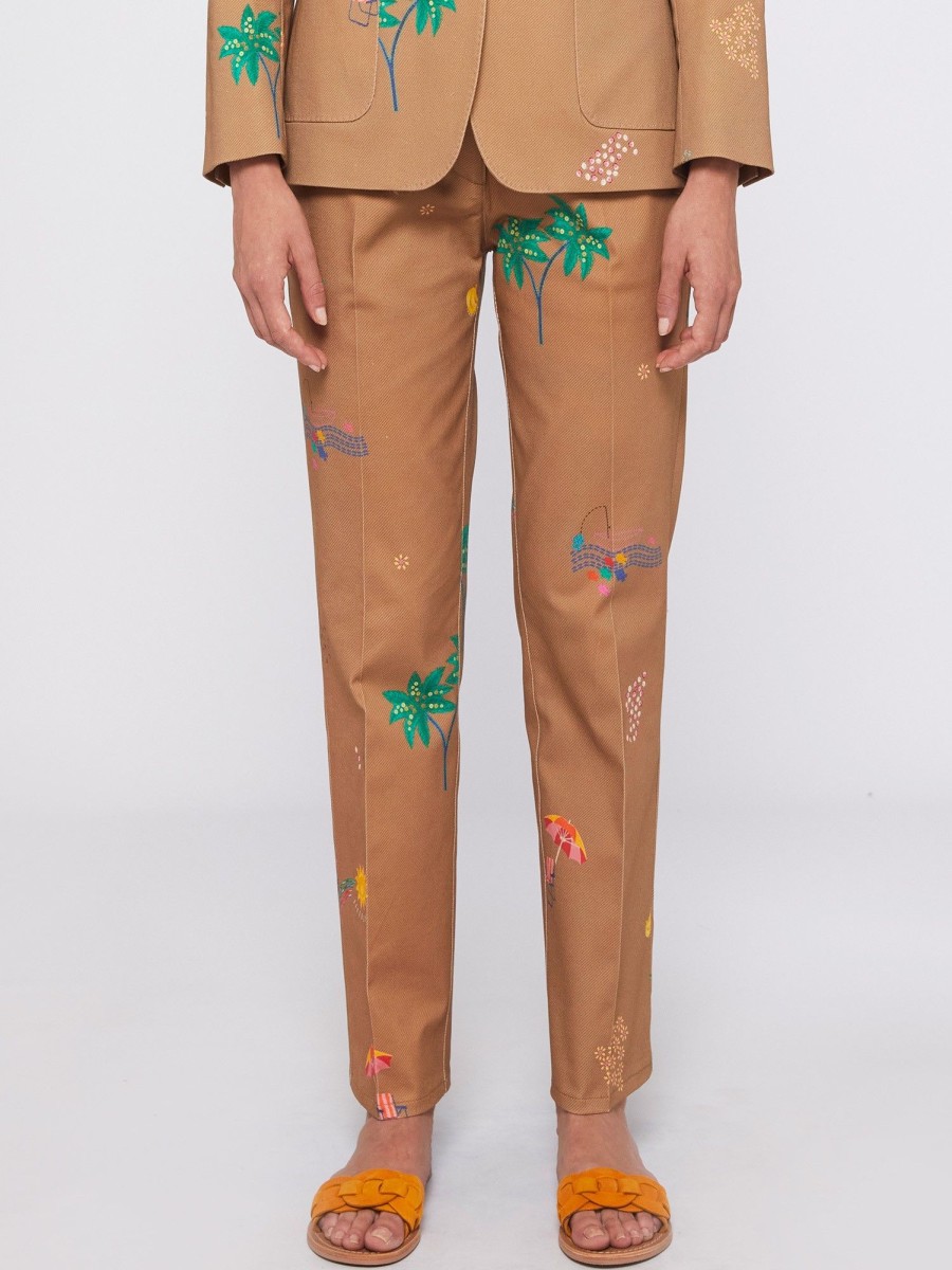 Vilagallo Trouser Tiffany Biarritz Gabardine Print Trousers