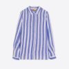 Vilagallo Shirt Ginger Pure Linen Stripe Navy Shirts