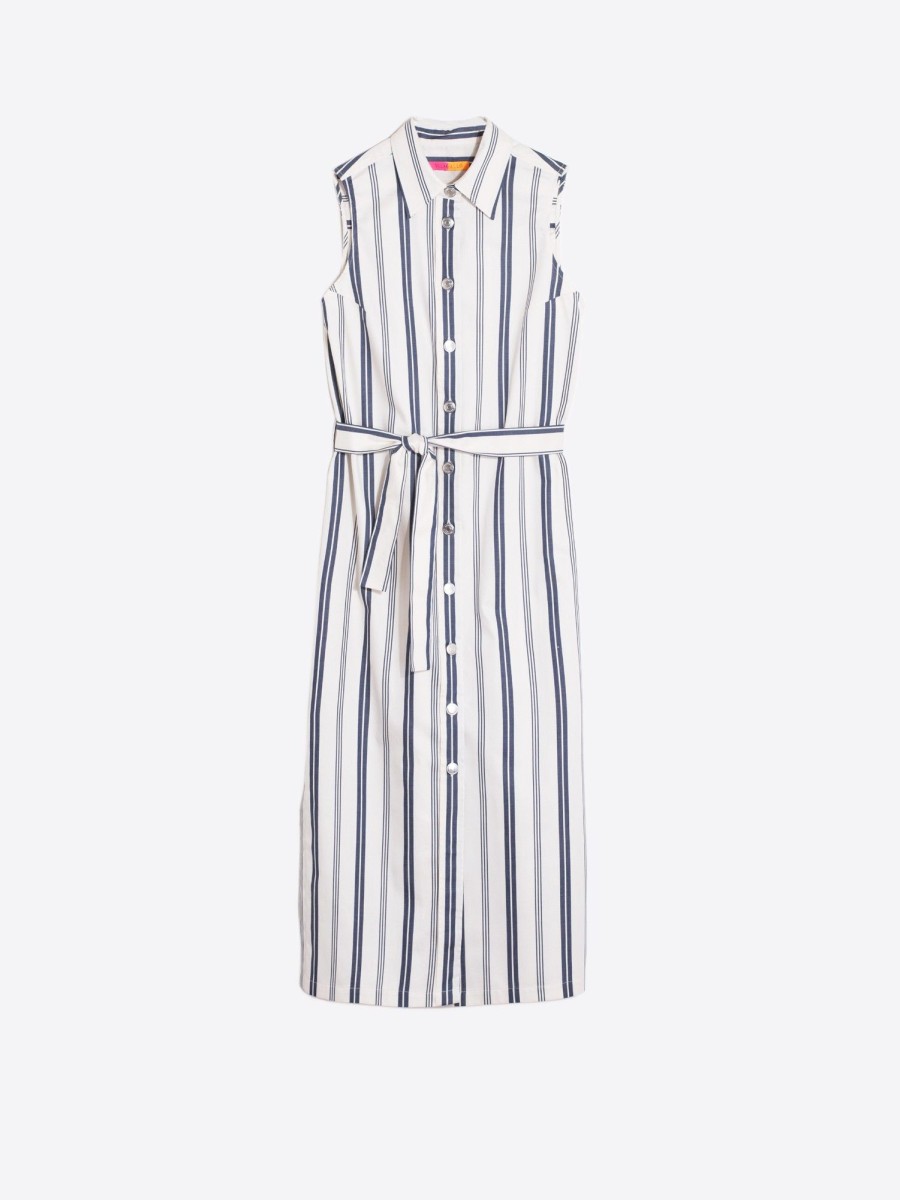 Vilagallo Dress Livia Ecru Navy Stripes Dresses