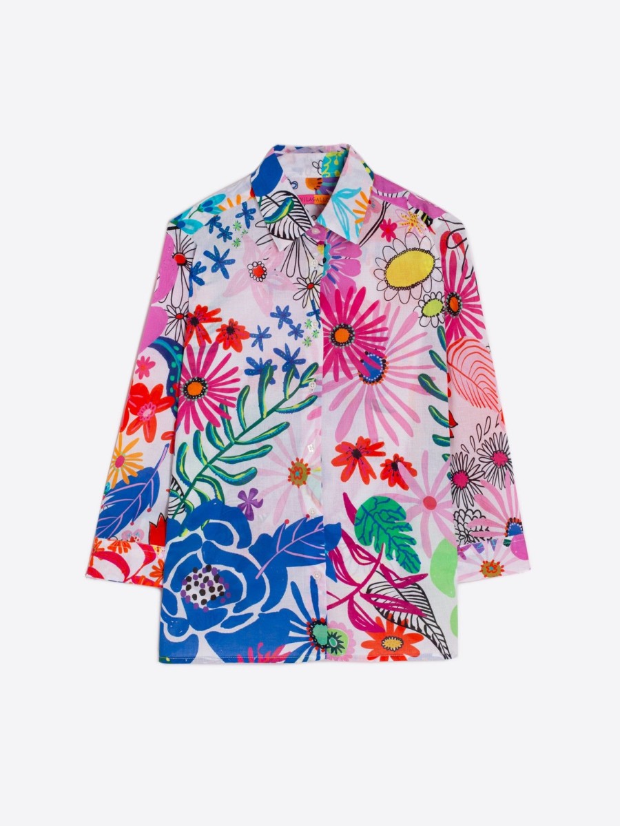 Vilagallo Shirt Sara Maxi Watercolour Flower Shirts