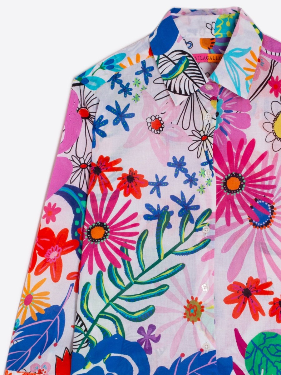 Vilagallo Shirt Sara Maxi Watercolour Flower Shirts