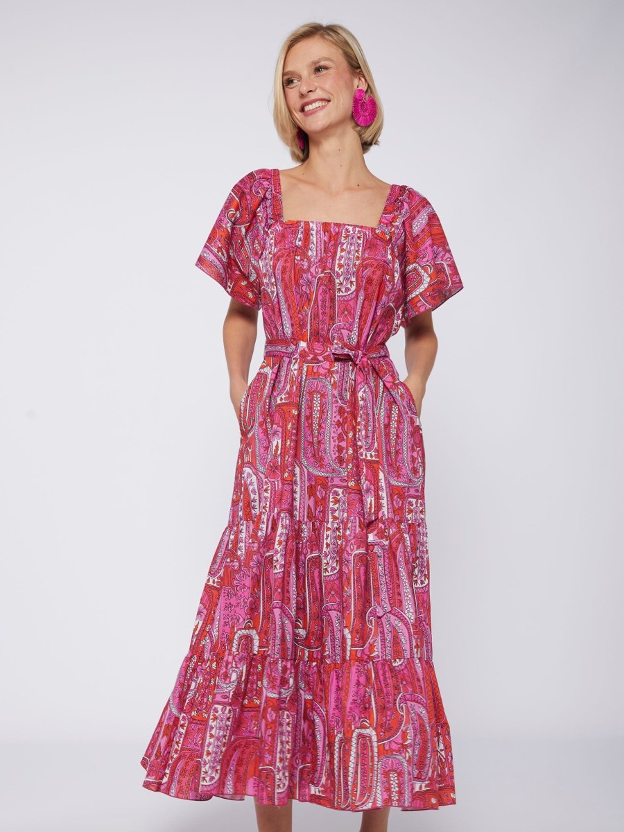 Vilagallo Dress Palmira Pink Paisley Dresses