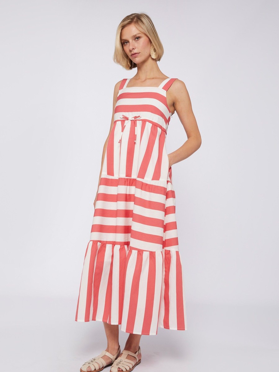 Vilagallo Dress Elisa Coral Stripe Dresses