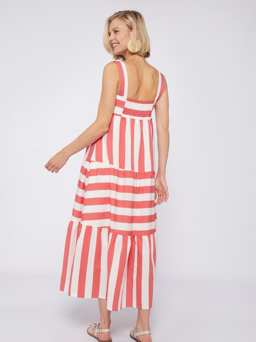 Vilagallo Dress Elisa Coral Stripe Dresses