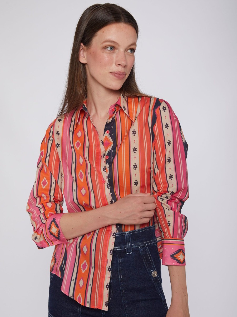 Vilagallo Shirt Mafalda Navajo Pink Stripes Shirts