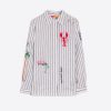 Vilagallo Shirt Ginger Emb Green Stripe Shirts