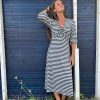 Vilagallo Dress Carolina Navy Stripe Canale Dresses