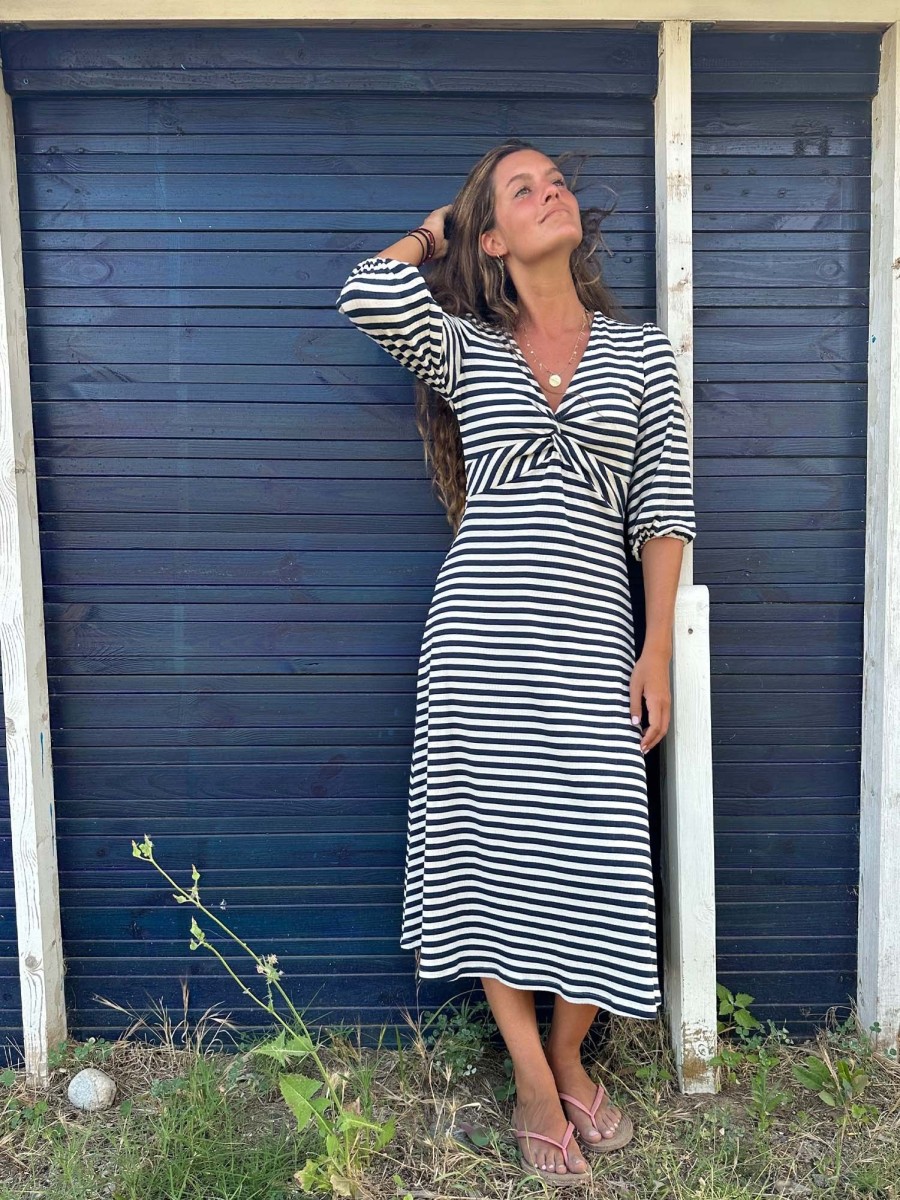 Vilagallo Dress Carolina Navy Stripe Canale Dresses