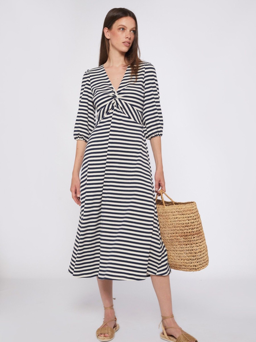 Vilagallo Dress Carolina Navy Stripe Canale Dresses