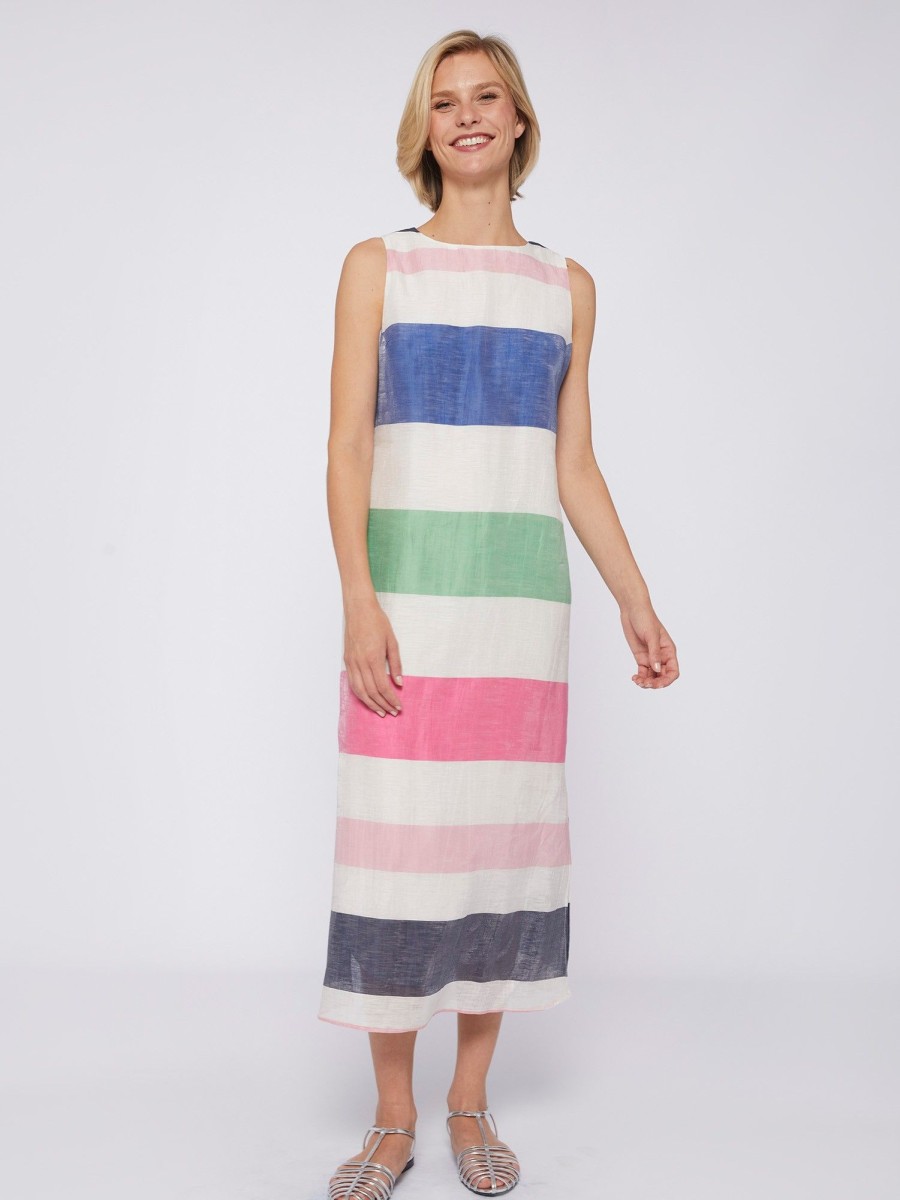 Vilagallo Dress Liana Multicolour Stripes Linen Dresses