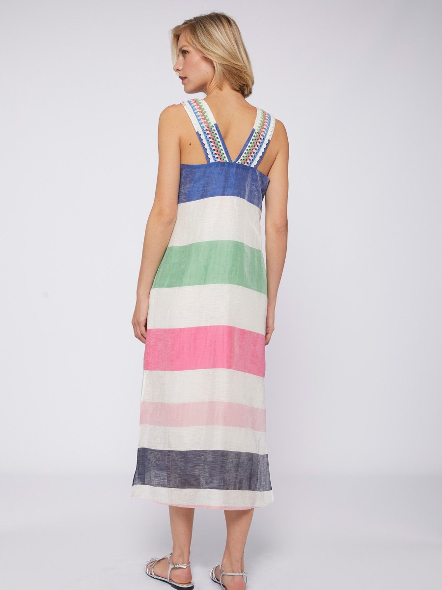 Vilagallo Dress Liana Multicolour Stripes Linen Dresses