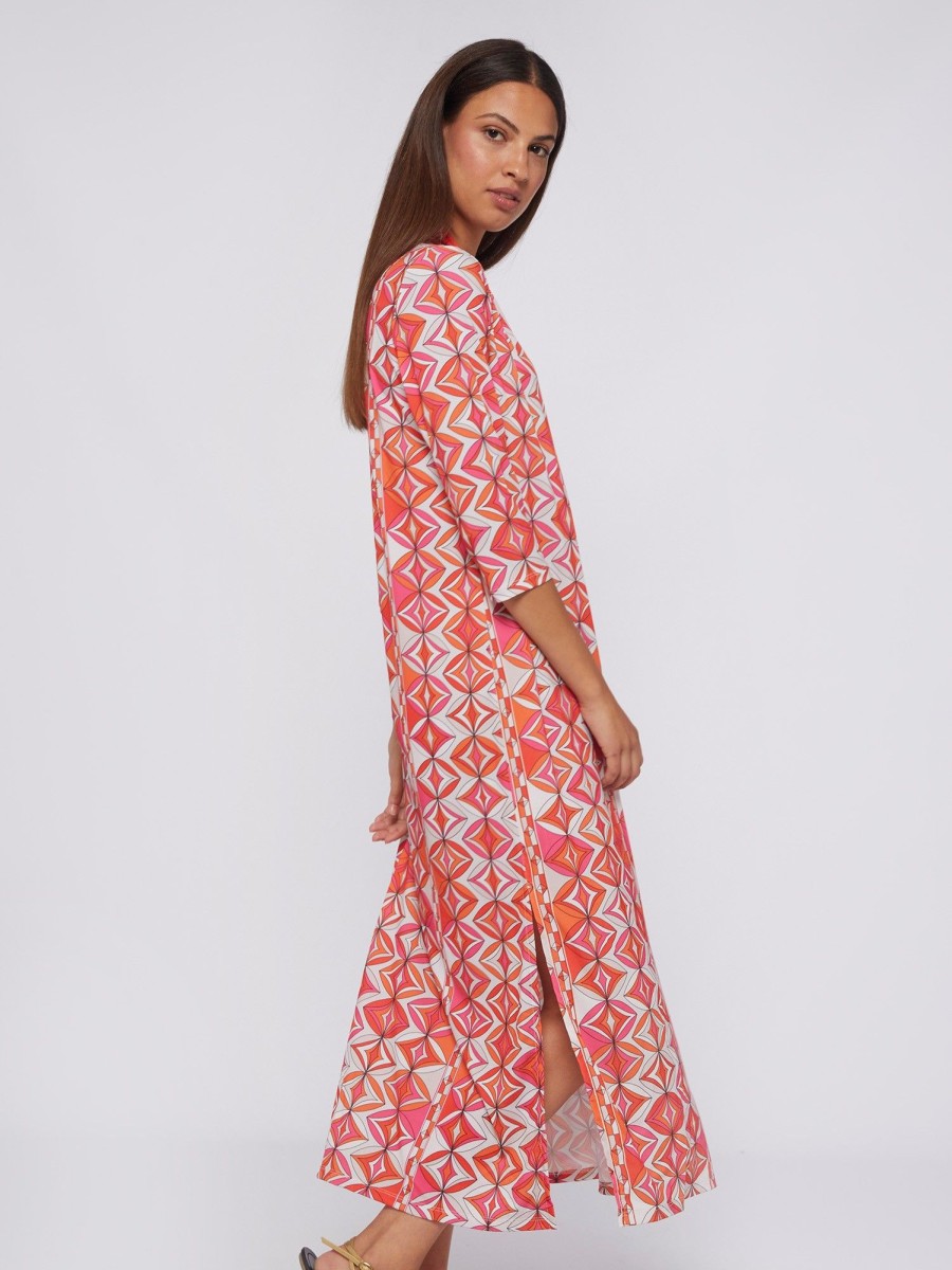 Vilagallo Dress Noam Pink Geometric Knit Print Dresses