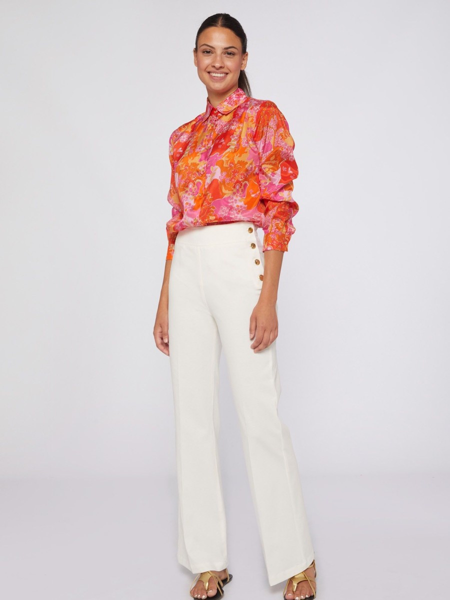 Vilagallo Trouser Teodora White Knit Perfect Fit Trousers