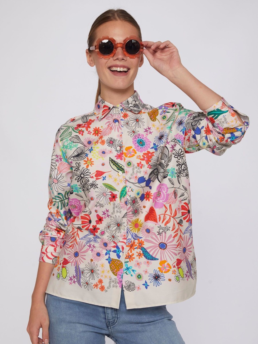 Vilagallo Shirt Irina Hand Painted Flowers Shirts