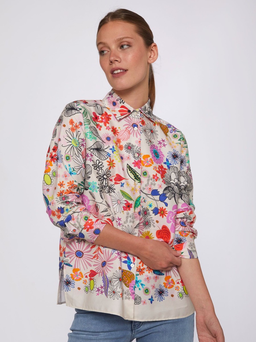 Vilagallo Shirt Irina Hand Painted Flowers Shirts