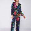 Vilagallo Trouser Dorin Flower Cross Stitch Navy Print Trousers