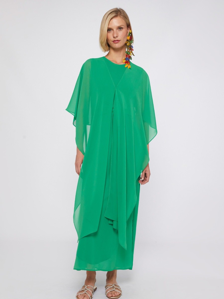 Vilagallo Cape Mirelle Green Chiffon Capes