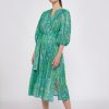 Vilagallo Dress Claudette Green Paisley Dresses