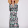 Vilagallo Dress Lorenna Ikat Green Pink Gold Dresses