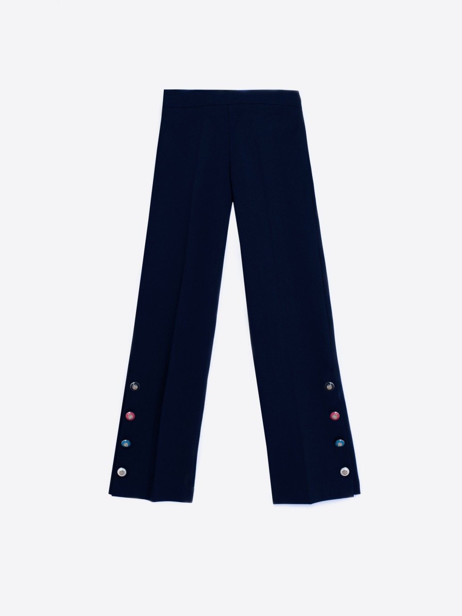 Vilagallo Trouser Mikaela Navy Knit Perfect Fit Trousers