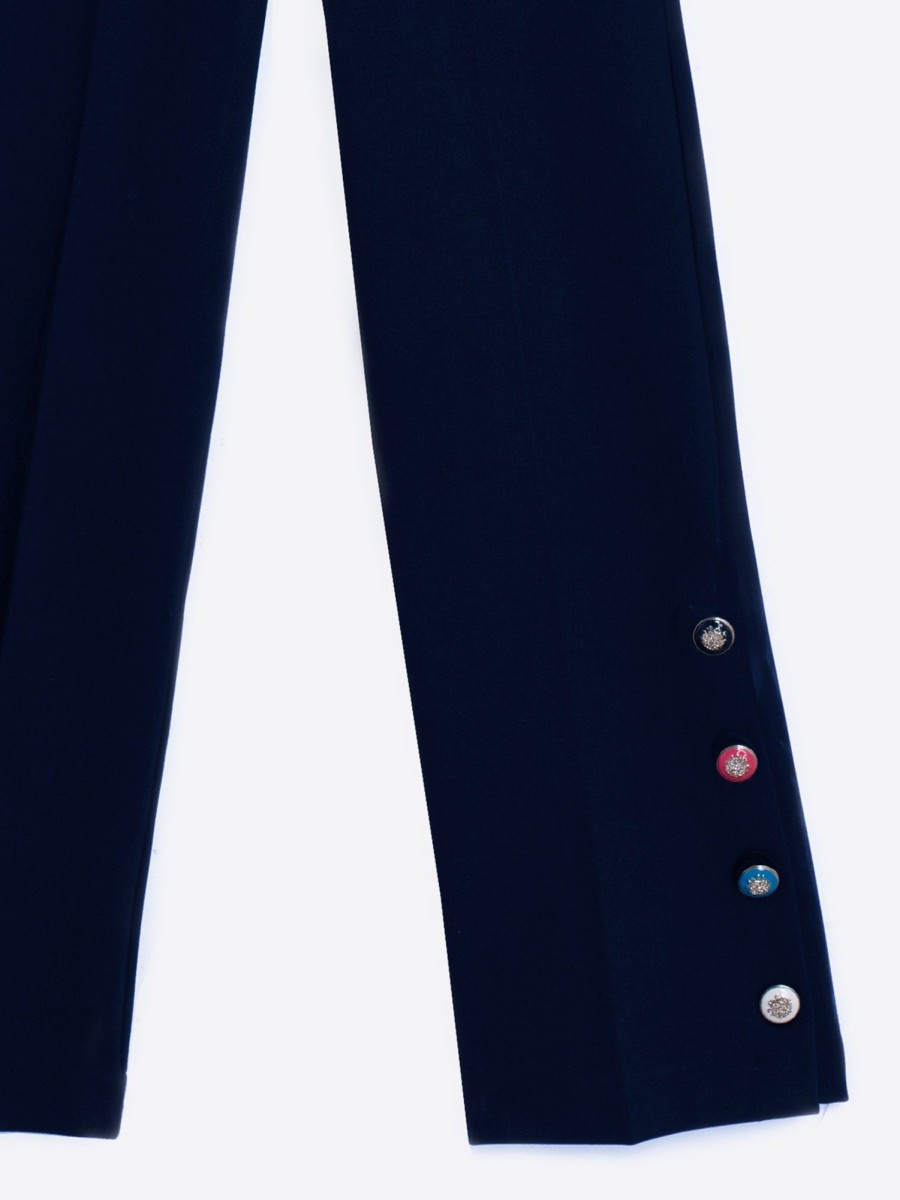 Vilagallo Trouser Mikaela Navy Knit Perfect Fit Trousers