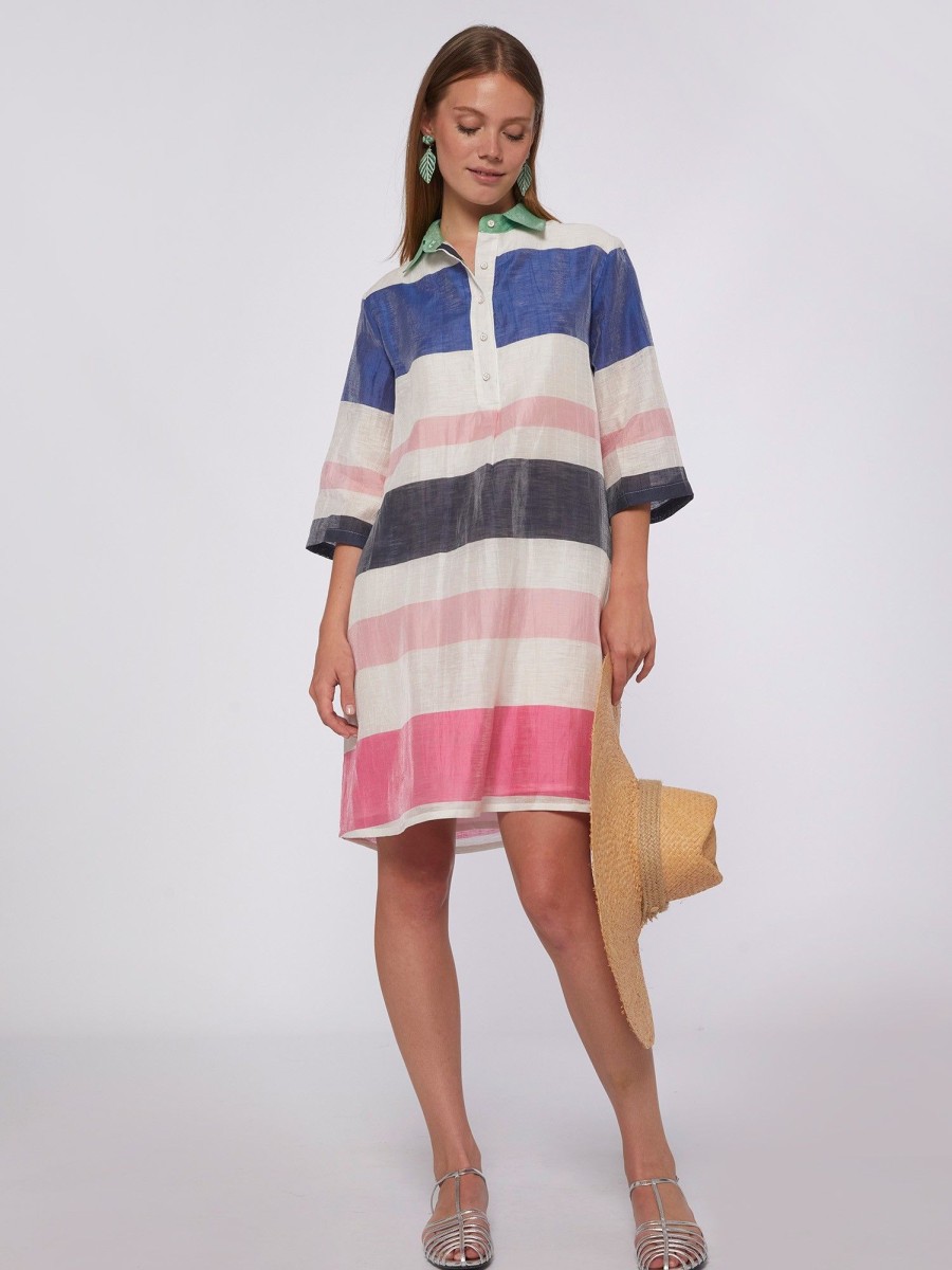 Vilagallo Dress Tyanna Multicolour Stripes Linen Dresses