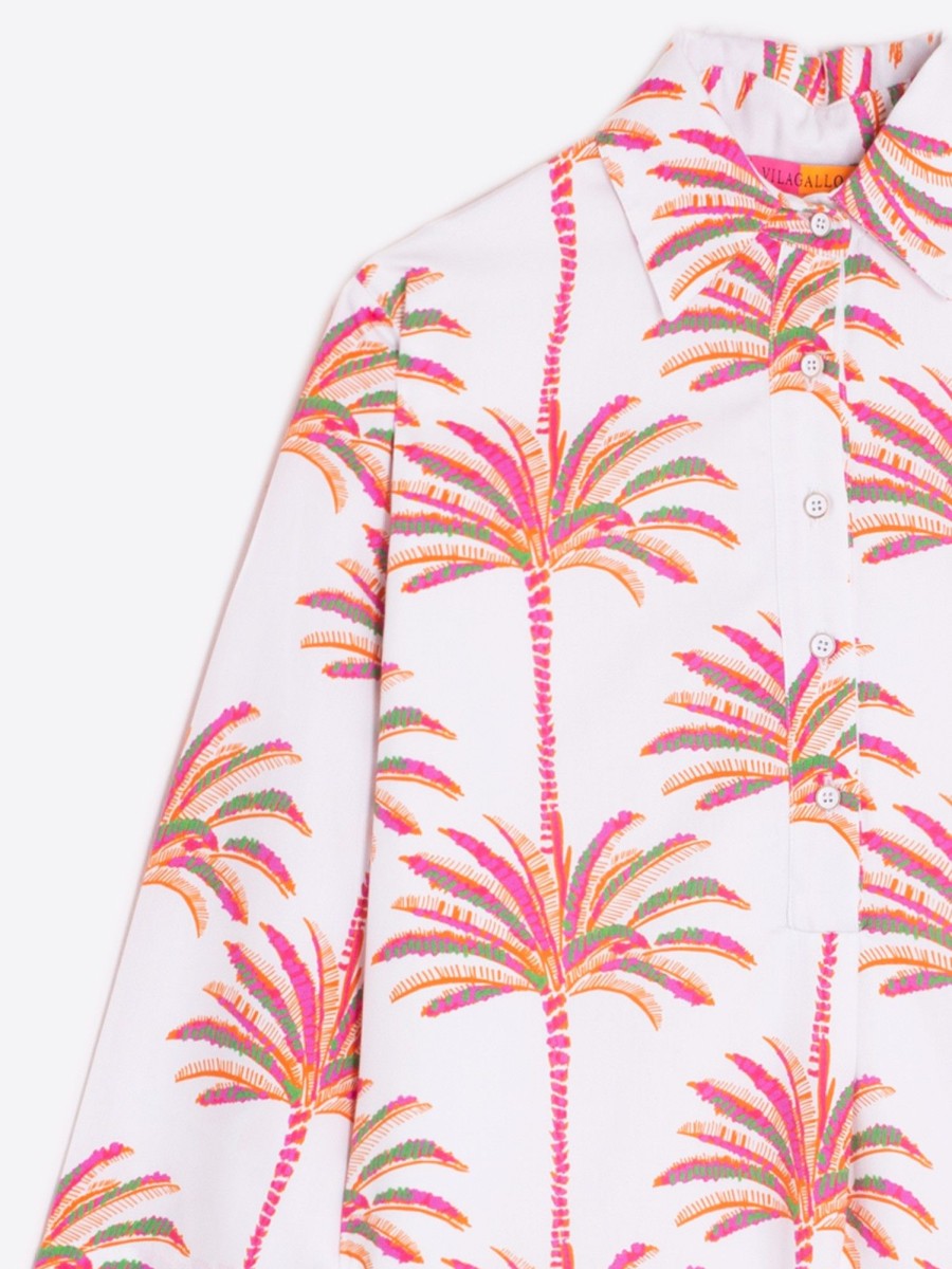 Vilagallo Dress Tyanna Pink Palm Tree Print Dresses