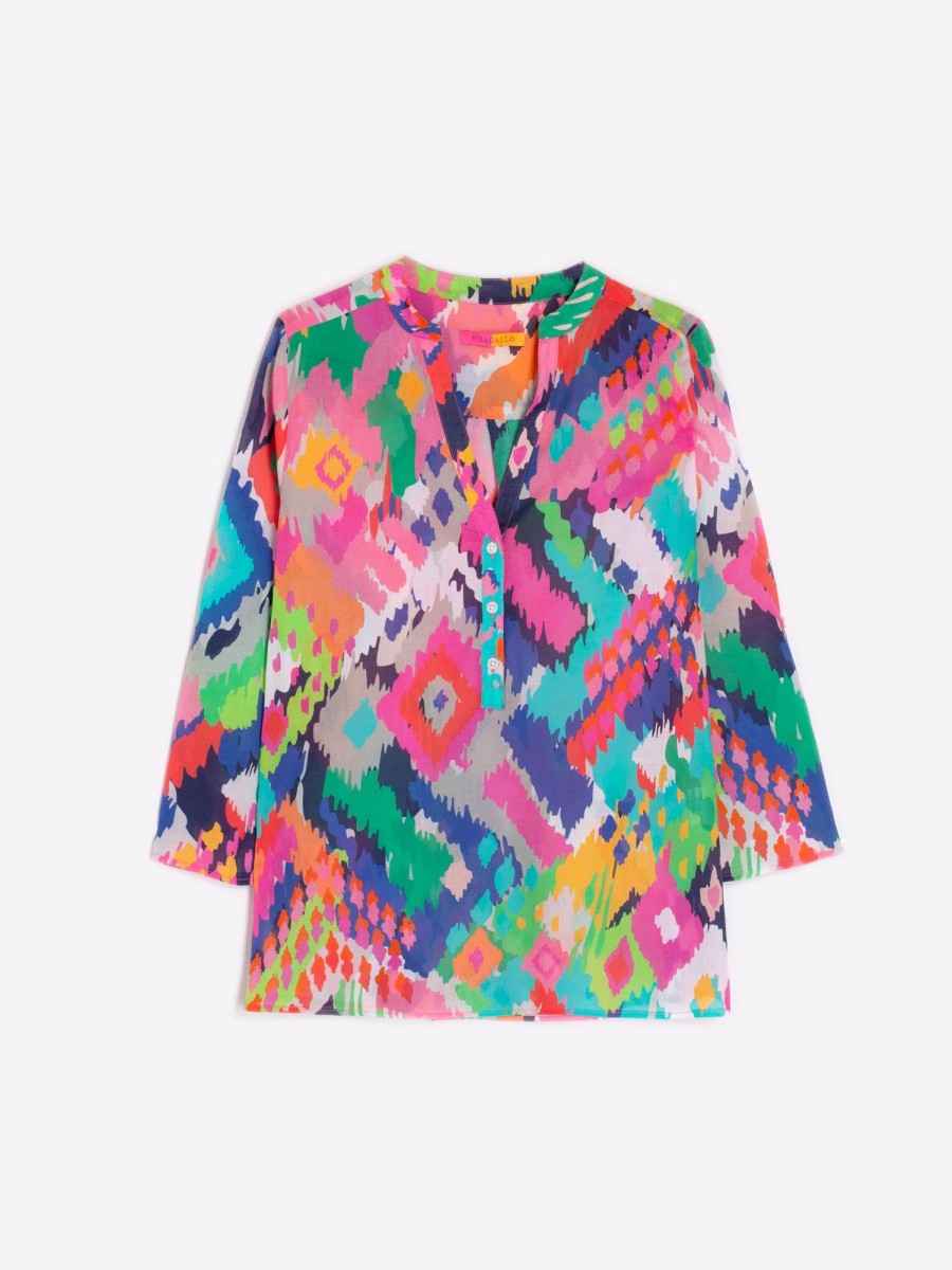 Vilagallo Shirt Francina Acuarela Ikat Voile Shirts