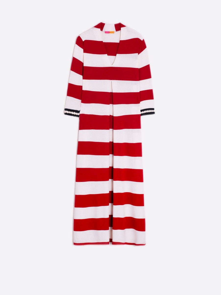 Vilagallo Dress Noam Red Stripe Knit Dresses