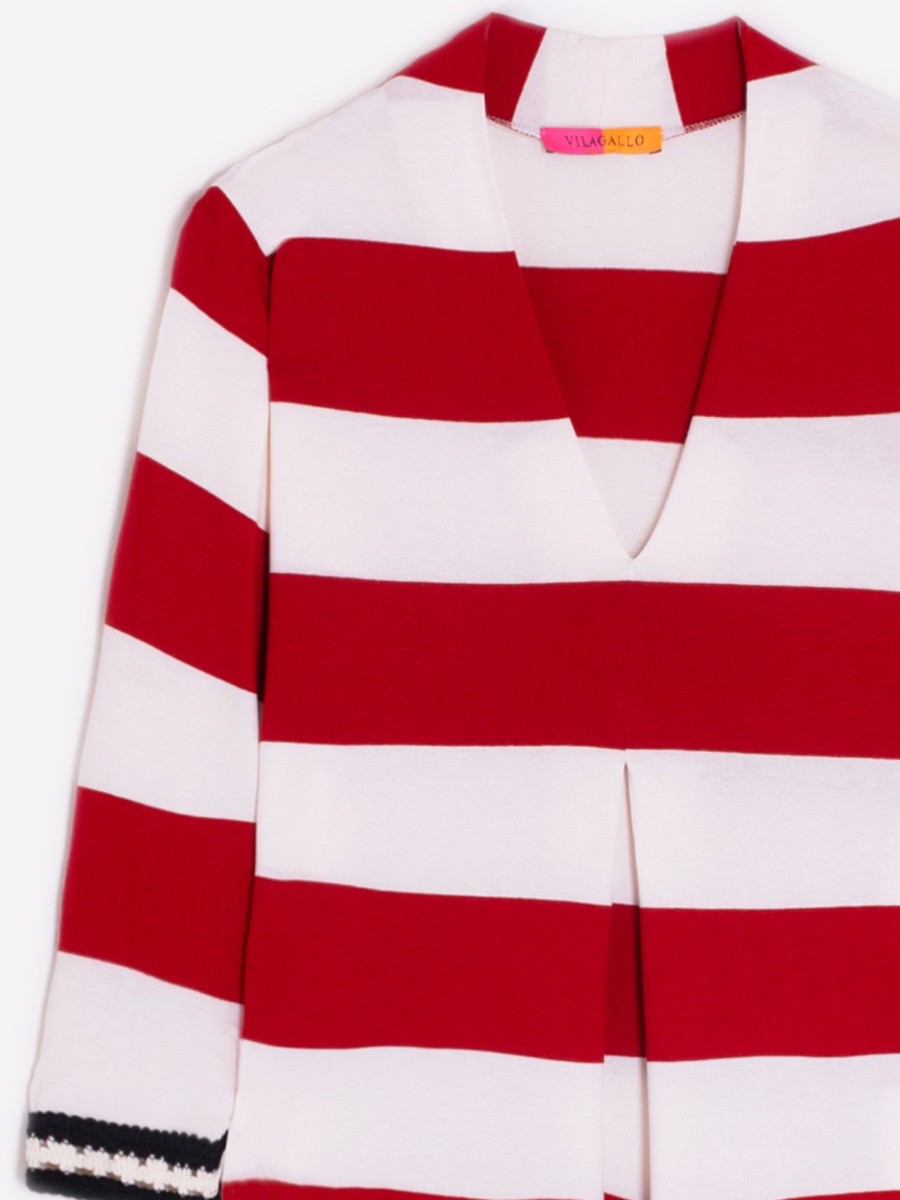 Vilagallo Dress Noam Red Stripe Knit Dresses