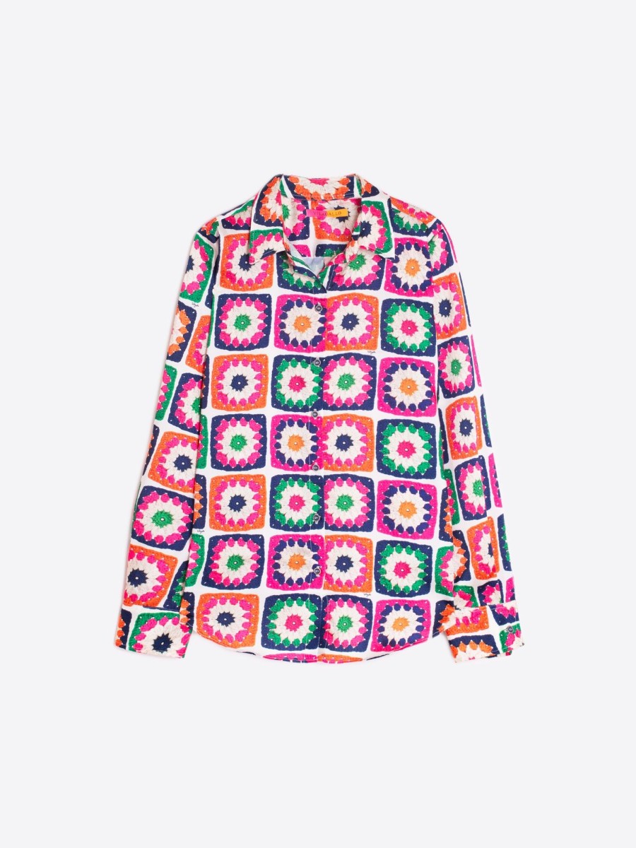 Vilagallo Shirt Gaby Crochet Twill Print Shirts